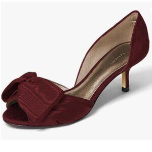 XYD Women Low Heel D'Orsay Pumps Peep Toe Slip On Dress Evening Sandals Red Shoe